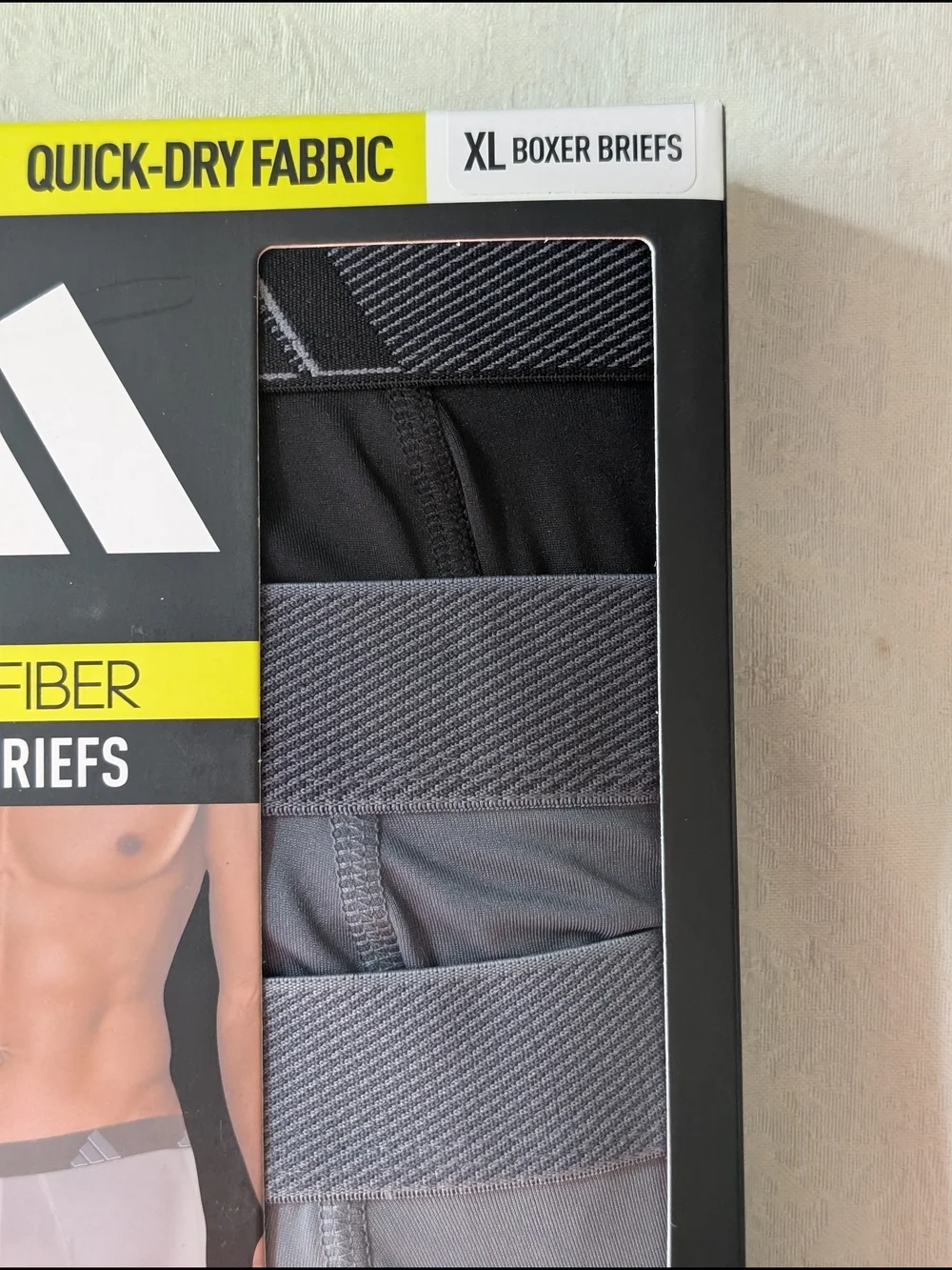 adidas Men's Microfiber Boxer Briefs 3-Pack Quick Dry Tagless Fly XL Gray/Black